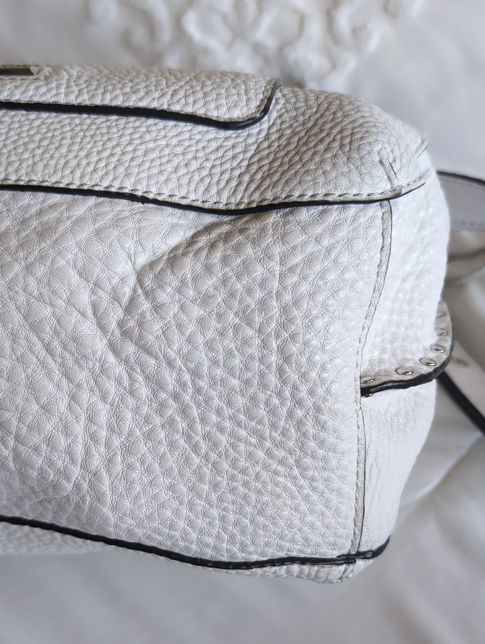 Rebecca Minkoff -Hobo Silver Studded Darren Shoulder Bag Optic White🤍